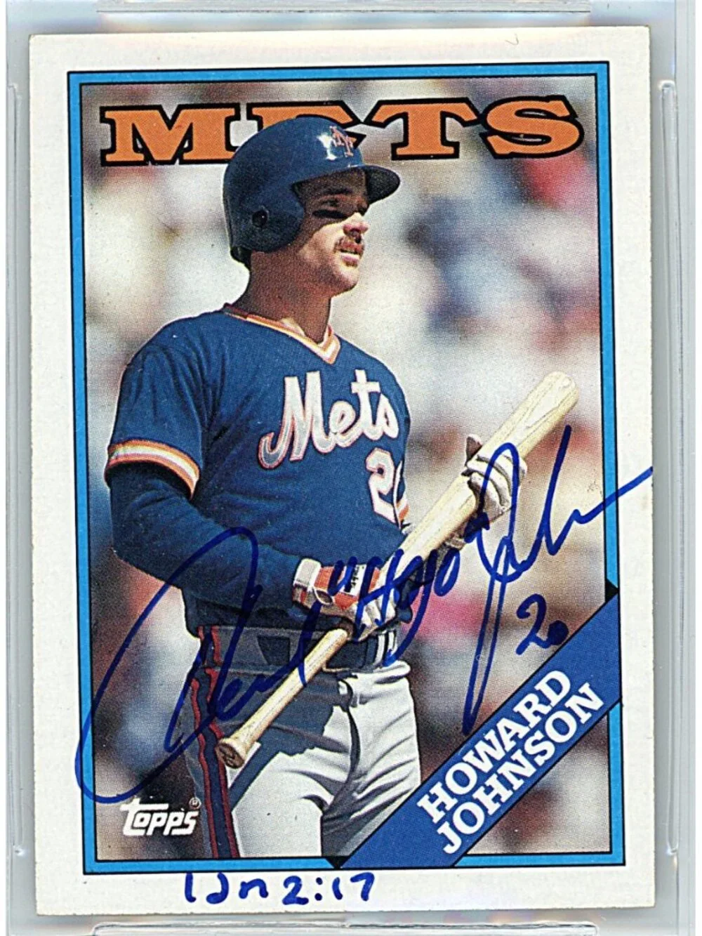 Howard Johnson Signed 1988 Topps Baseball Card NY Mets Beckett Slab Autograph